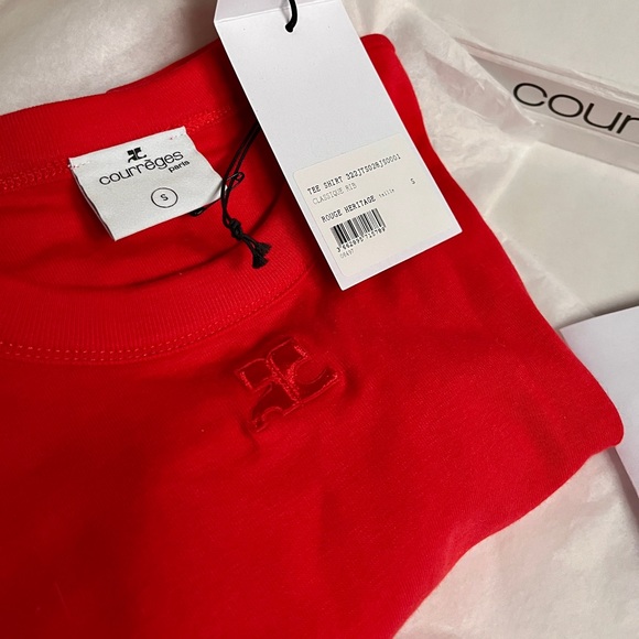 COURRÈGES Cotton Rib Embroidered Logo Tee - Picture 6 of 8